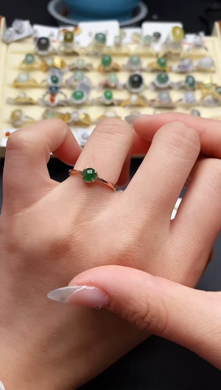 【闪购商品】翡翠戒指银S925镶嵌4444444+2