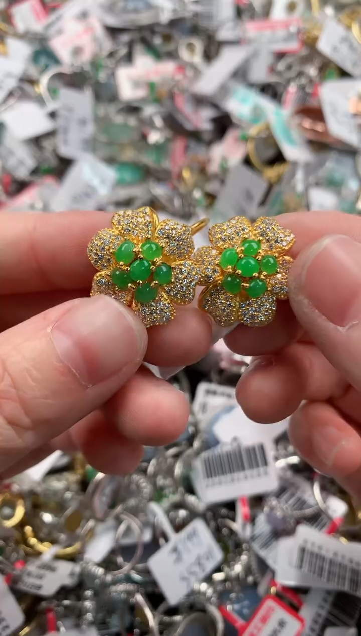 银S925镶嵌戒指翡翠555----8