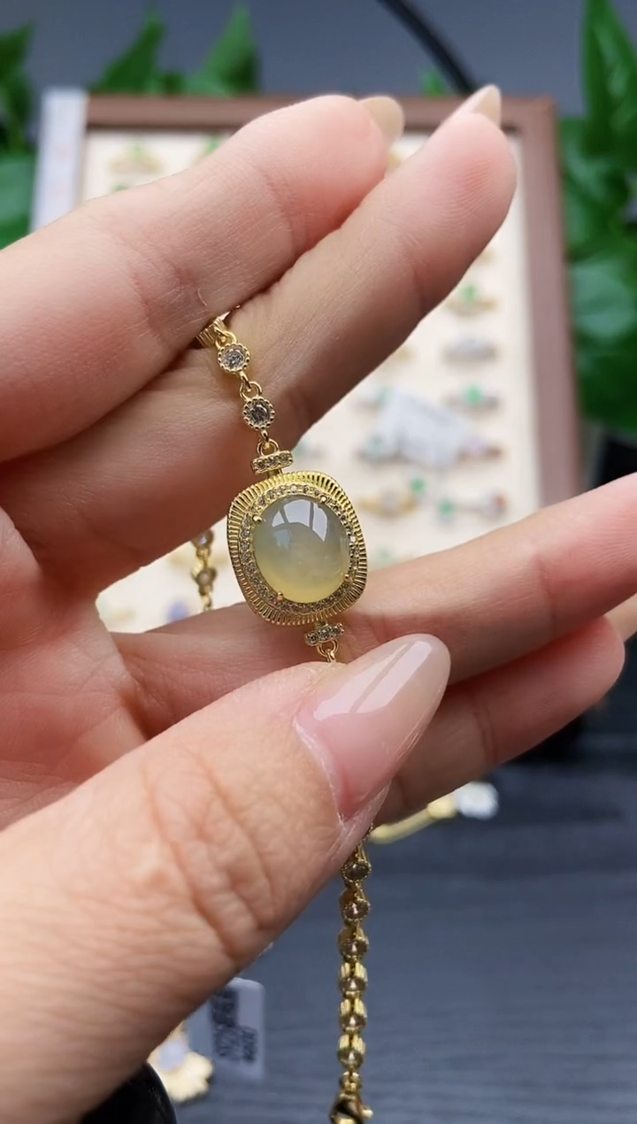 银S925镶嵌手链翡翠12