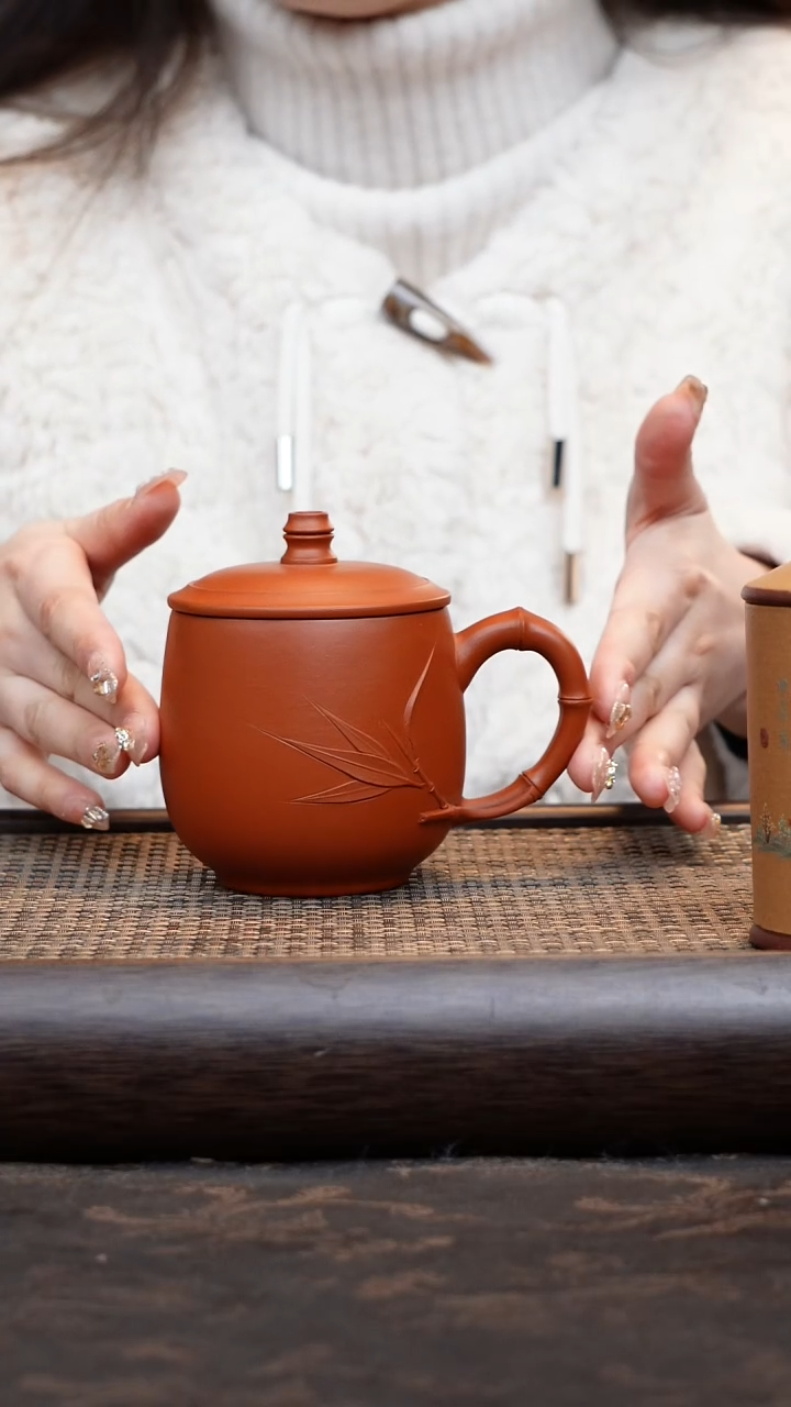 【闪购商品】紫砂茶杯朱泥竹节78