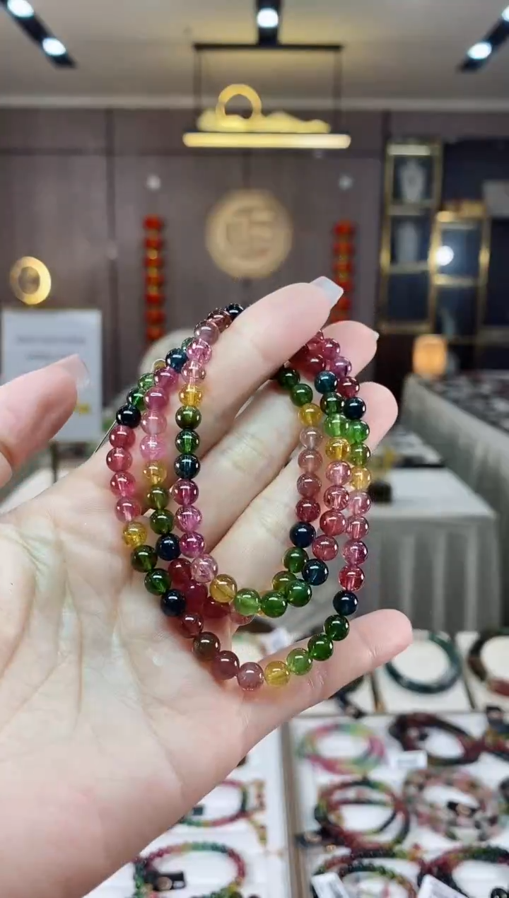 【闪购商品】碧玺三圈手串5mm+未镶嵌（多样性发一条）hon