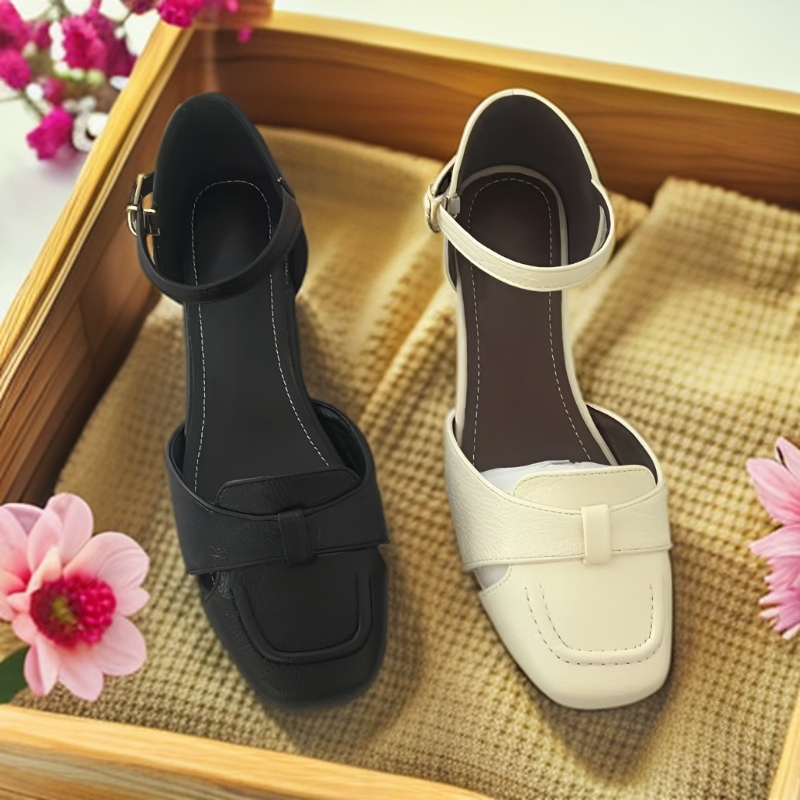 3cm/羊皮/法式简约时尚夏季新款包头凉鞋女粗跟百搭女鞋7899