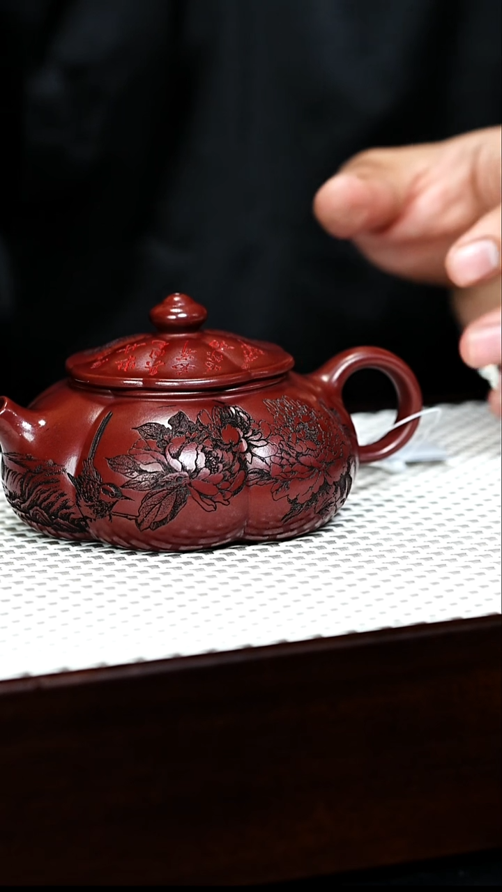 茶壶紫砂宜兴原矿手工紫砂 筋纹寒江 龙血砂 周昌兰h015