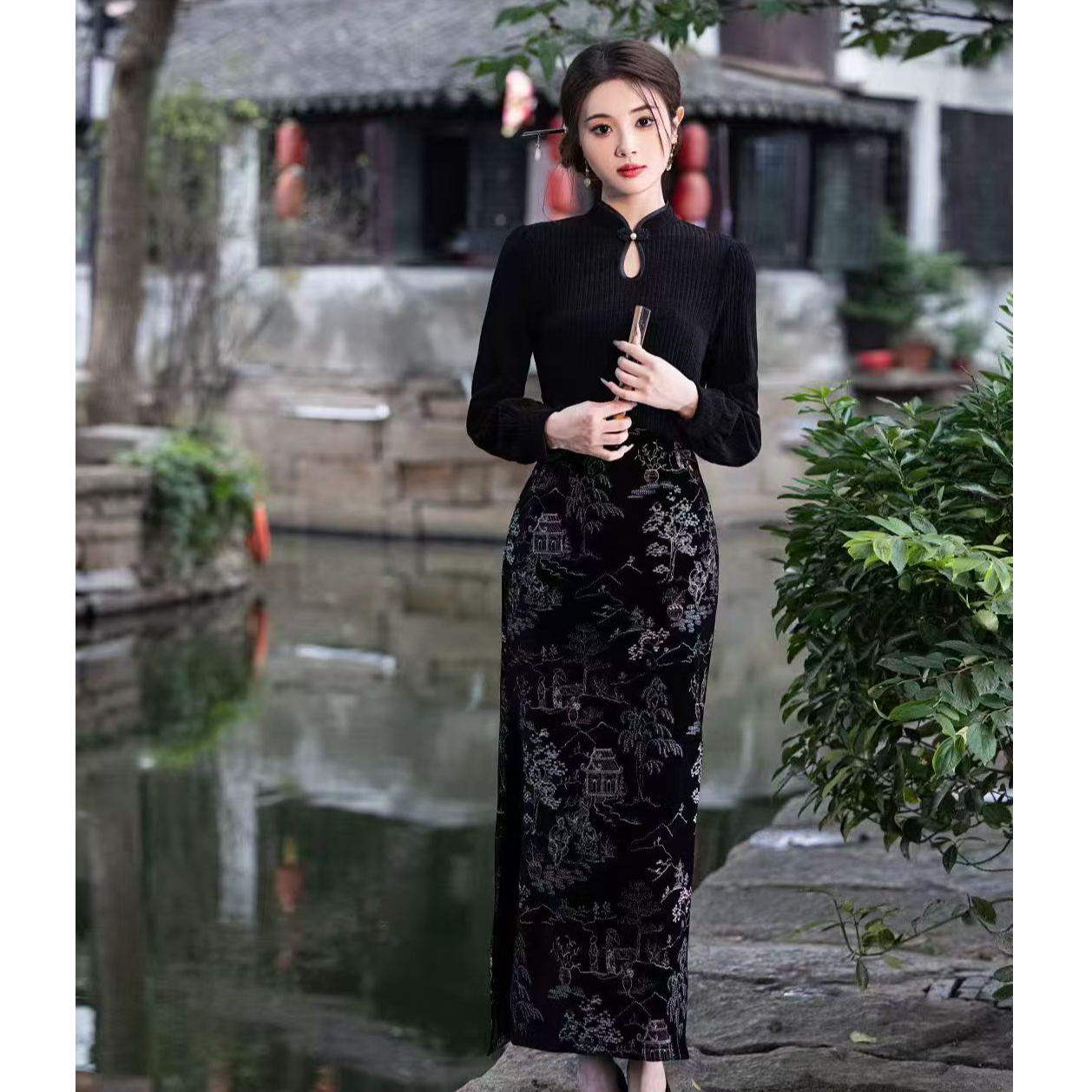 江南春【江山如画】新中式文艺港风复古高端刺绣日常旗袍奢华气质