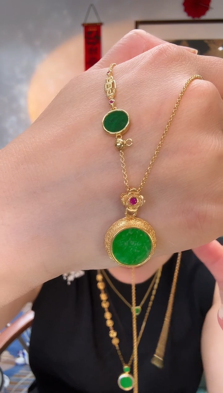 【闪购商品】翡翠颈饰银S925镶嵌吊坠