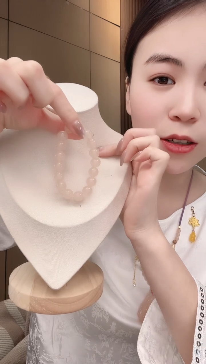 未镶嵌手链石英质玉藕粉手串