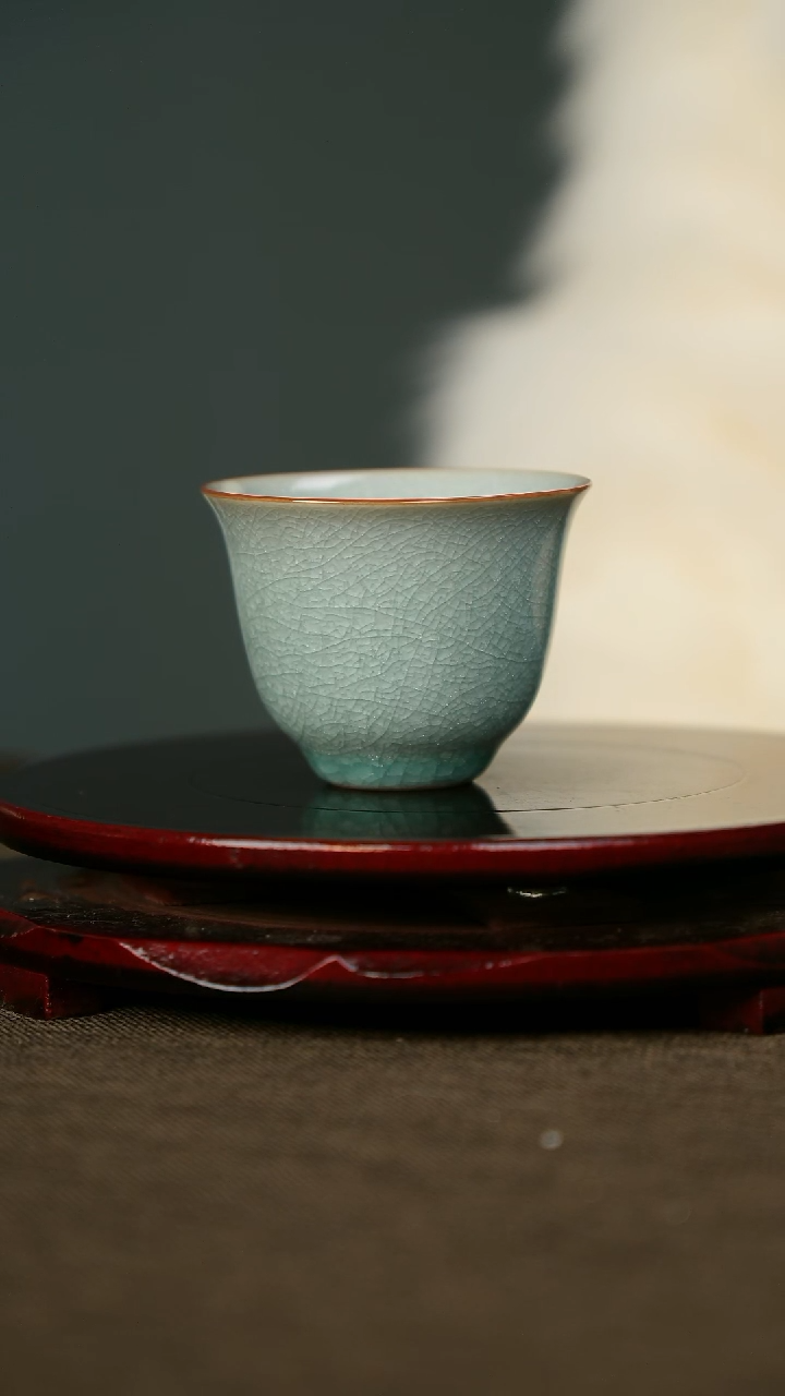 全品 鱼鳞冰花釉 铃铛杯 无底款