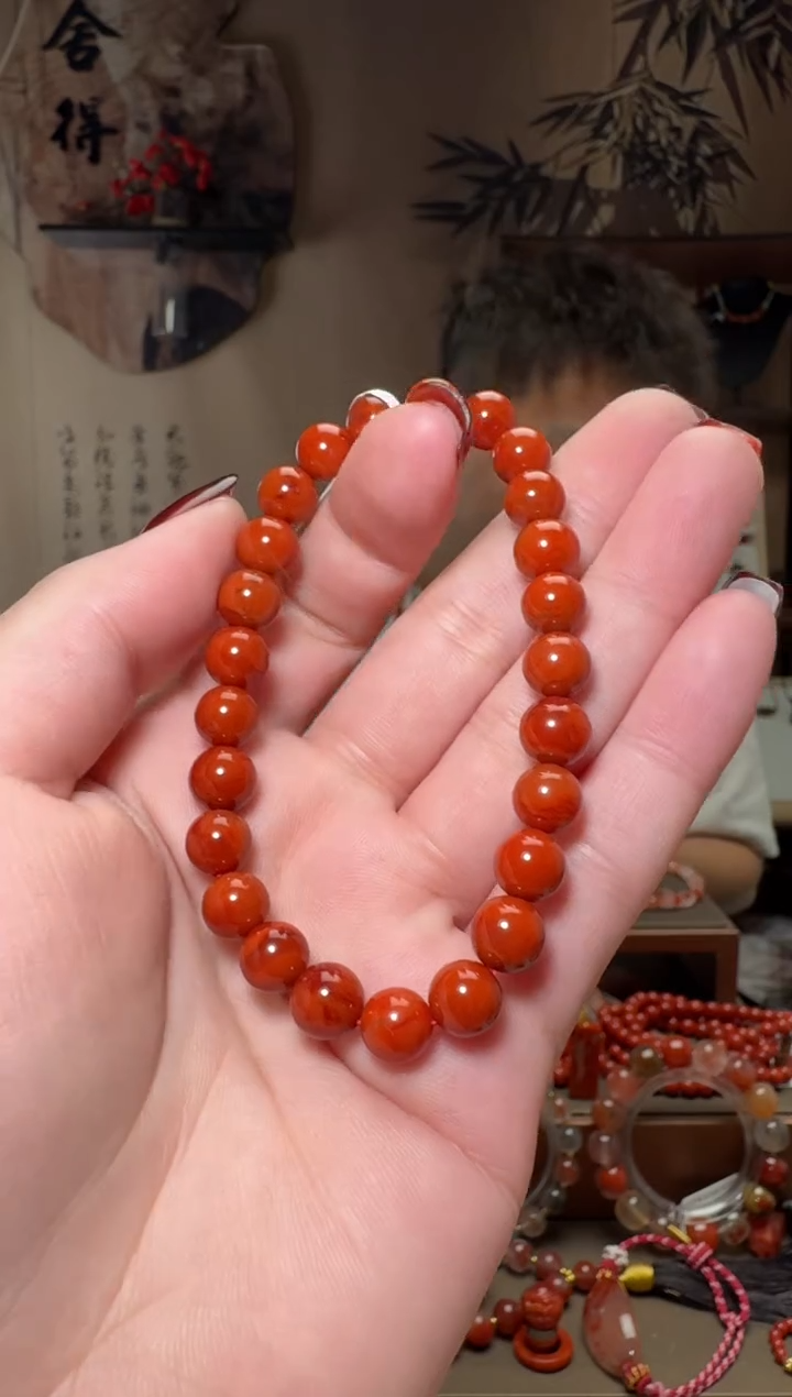 未镶嵌原矿无优化无注胶手串南红玛瑙一条7.5mm+