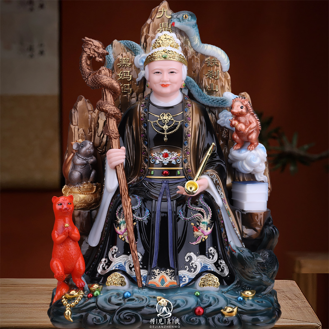 黑妈妈像黑老太神像东北五仙四大家族家用堂口佛堂供奉摆件汉白玉