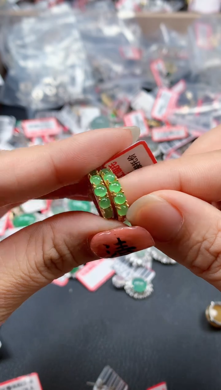 银S925镶嵌戒指翡翠天然A货缅甸翡翠