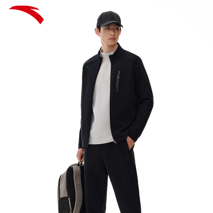 安踏运动套装男款2024冬季新款男子针织透气耐磨防风运动上衣长裤