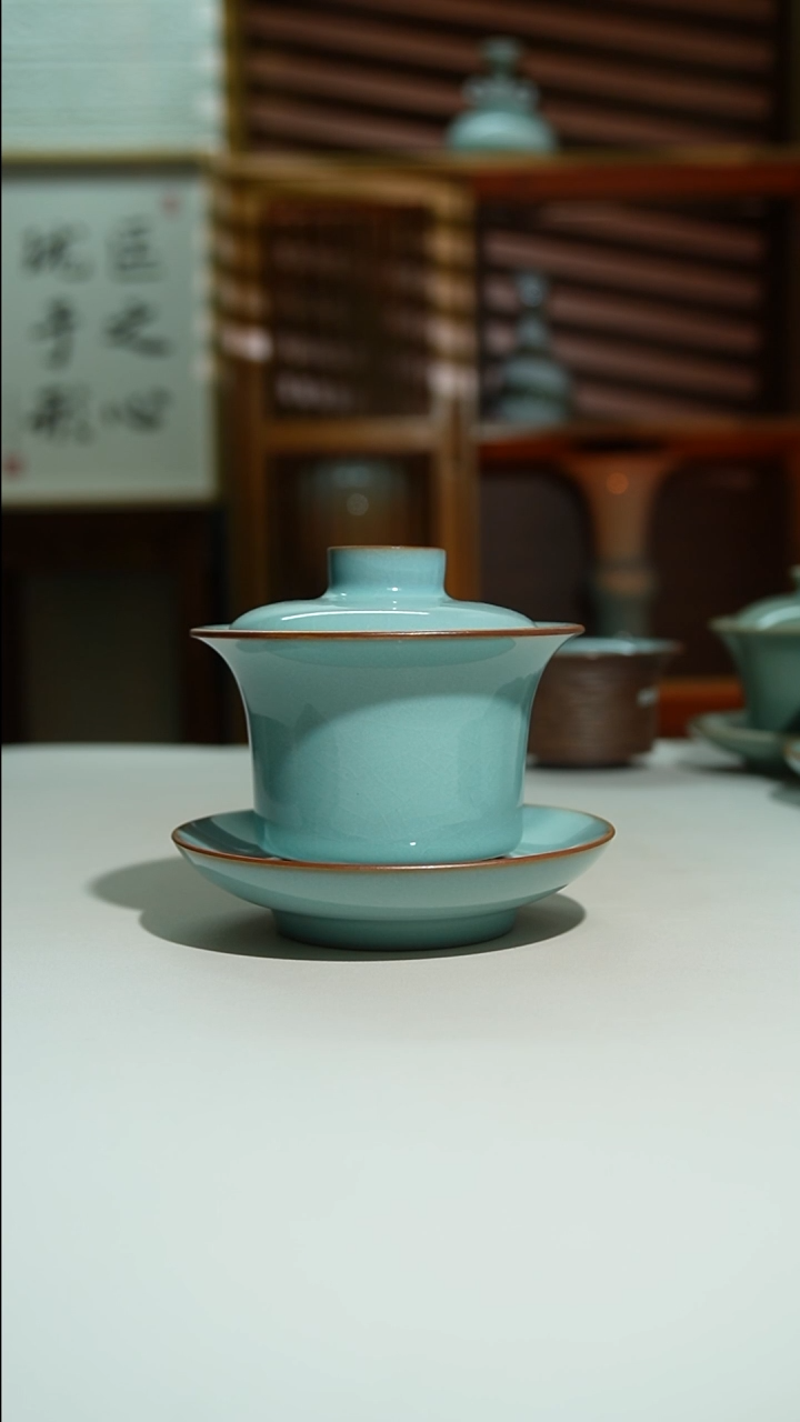 杯天青马蹄支钉盖碗183号