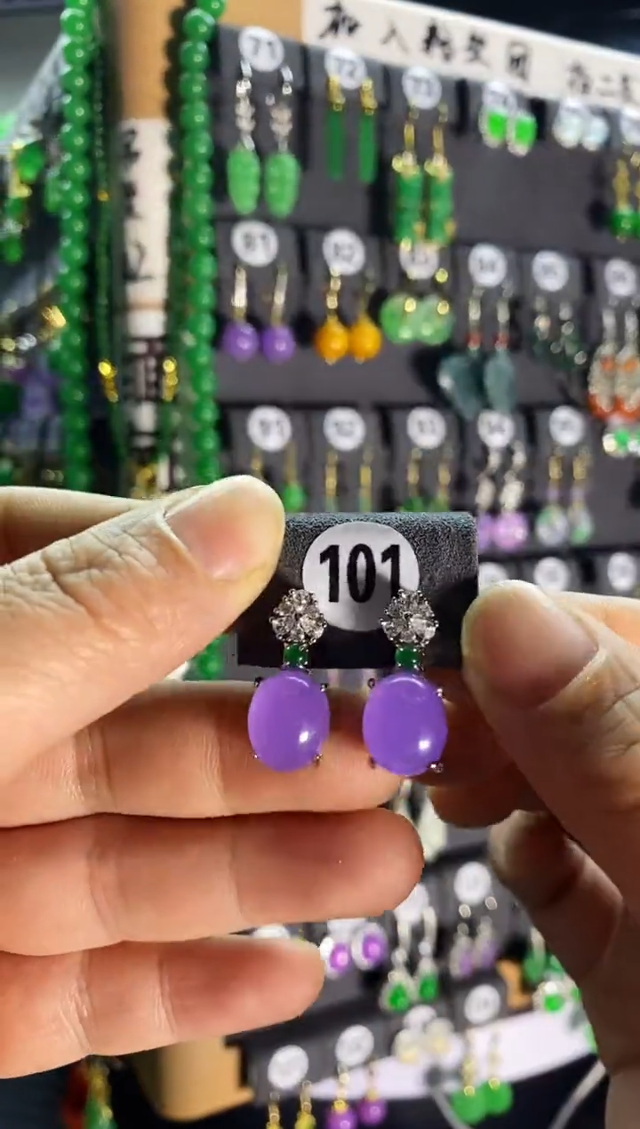 【闪购商品】翡翠耳饰银S925镶嵌101    