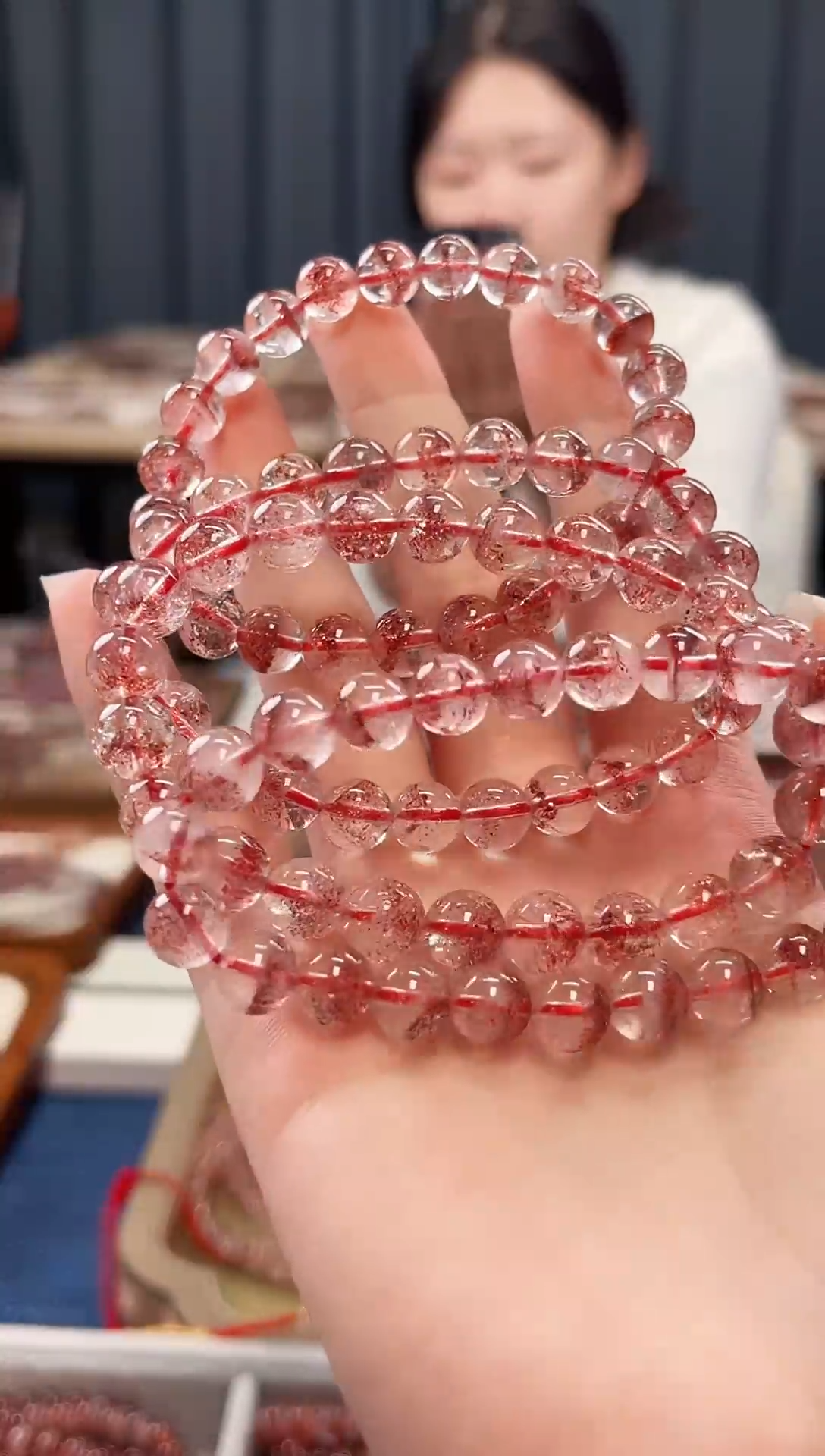 未镶嵌手串水晶金草莓超七单圈手串8mm【多样性发一】