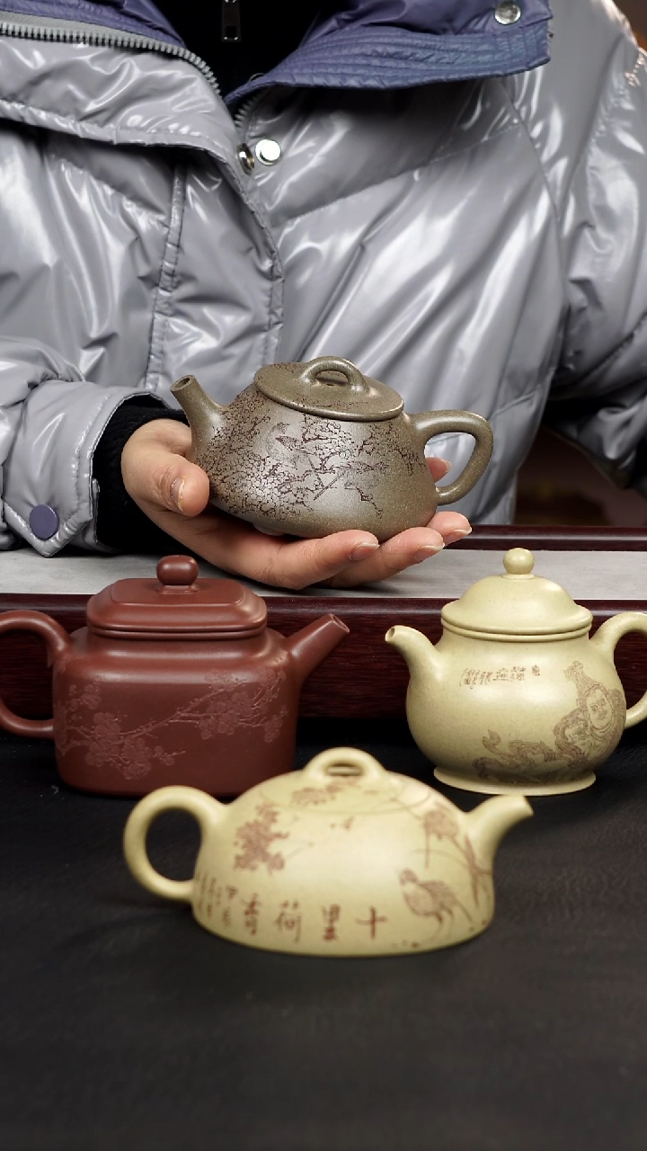 【闪购商品】紫砂茶宠平盖石瓢蟹壳青秦斌刻