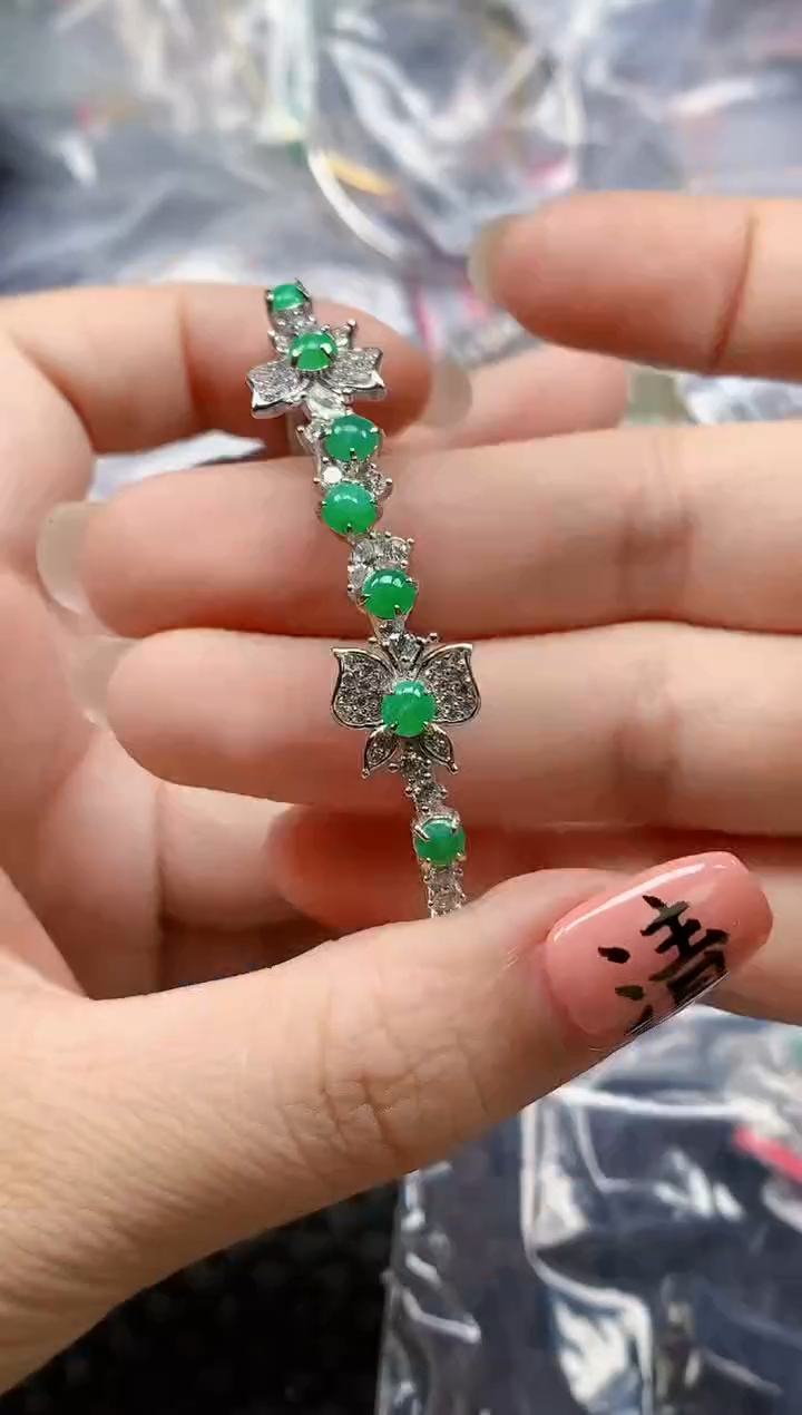 银S925镶嵌戒指翡翠天然A货缅甸翡翠