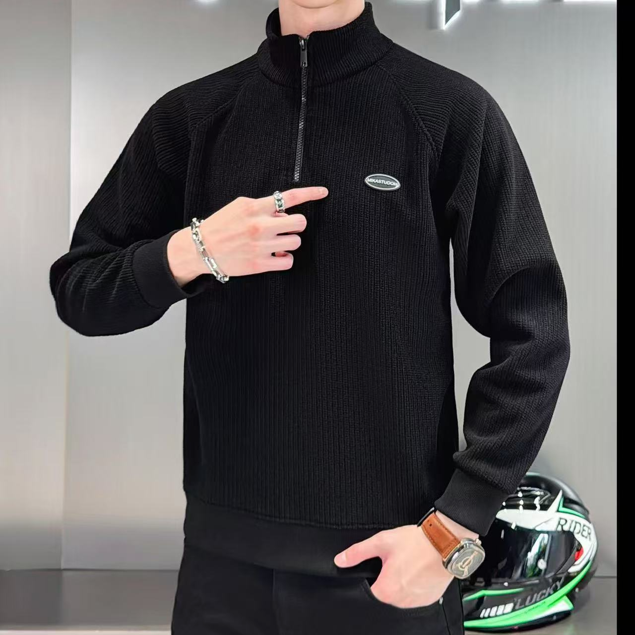 809半高领拉链冬季加厚卫衣