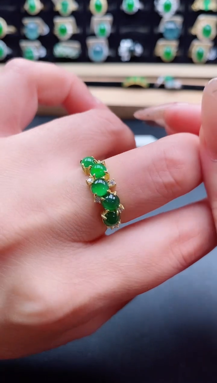 银S925镶嵌戒指翡翠1