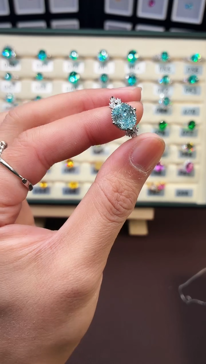 银S925镶嵌戒指海蓝宝石1