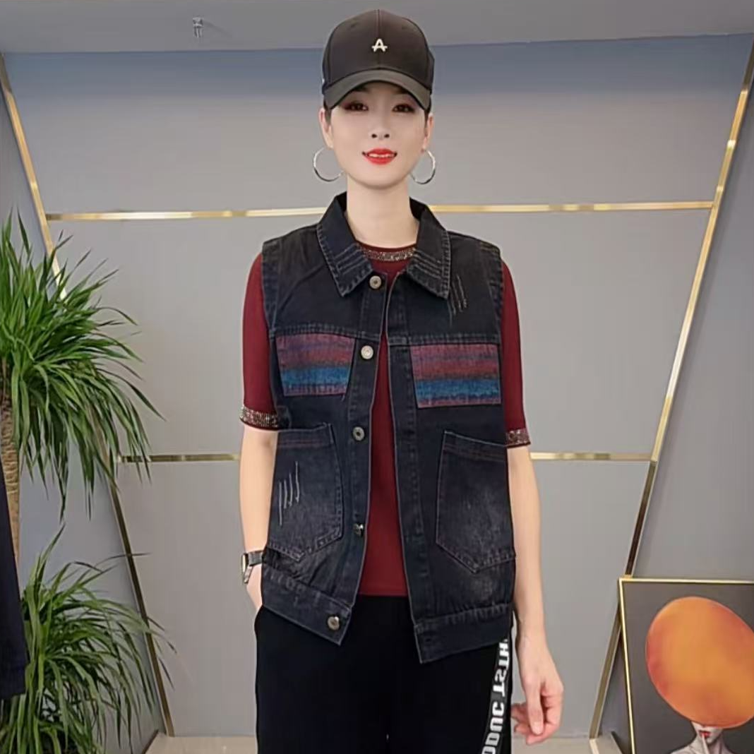 shishu/拾束秋季新款时尚女装印花气质显瘦百搭牛仔外套女AN5516