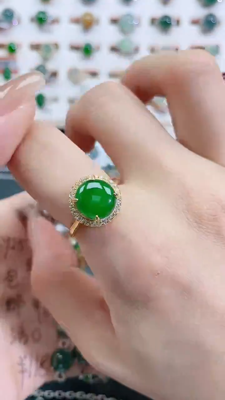 银S925镶嵌戒指翡翠天然翡翠