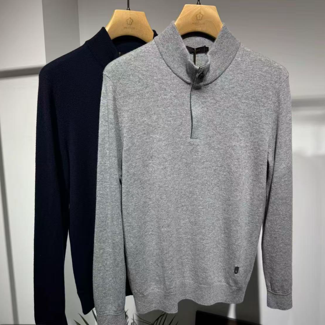 SANFOTO<88053>冬季男士商务休闲半高领长袖羊绒衫