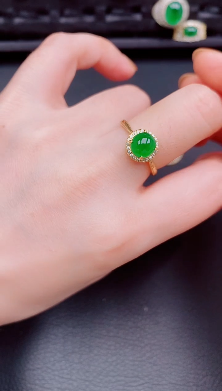 【闪购商品】翡翠戒指银S925镶嵌天然a货翡翠351