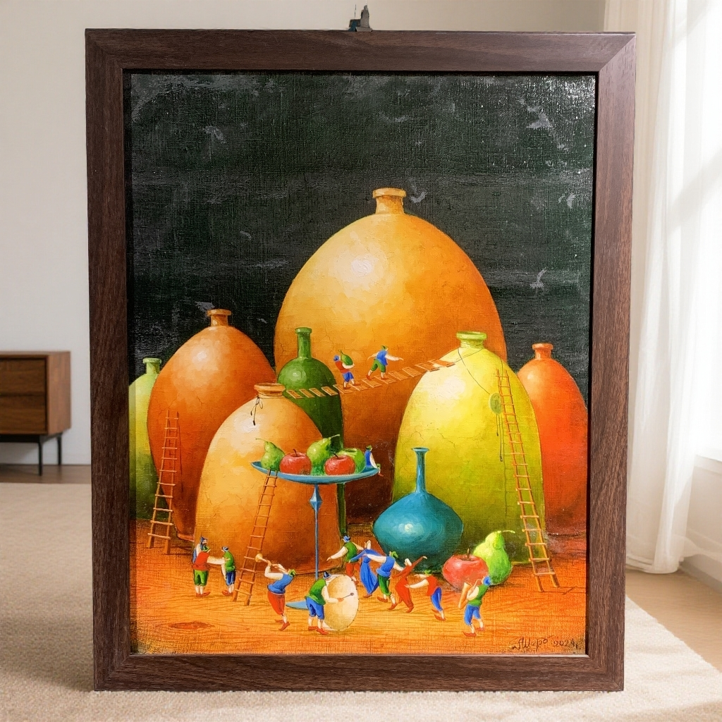 海外艺术家《彩罐与偶1》