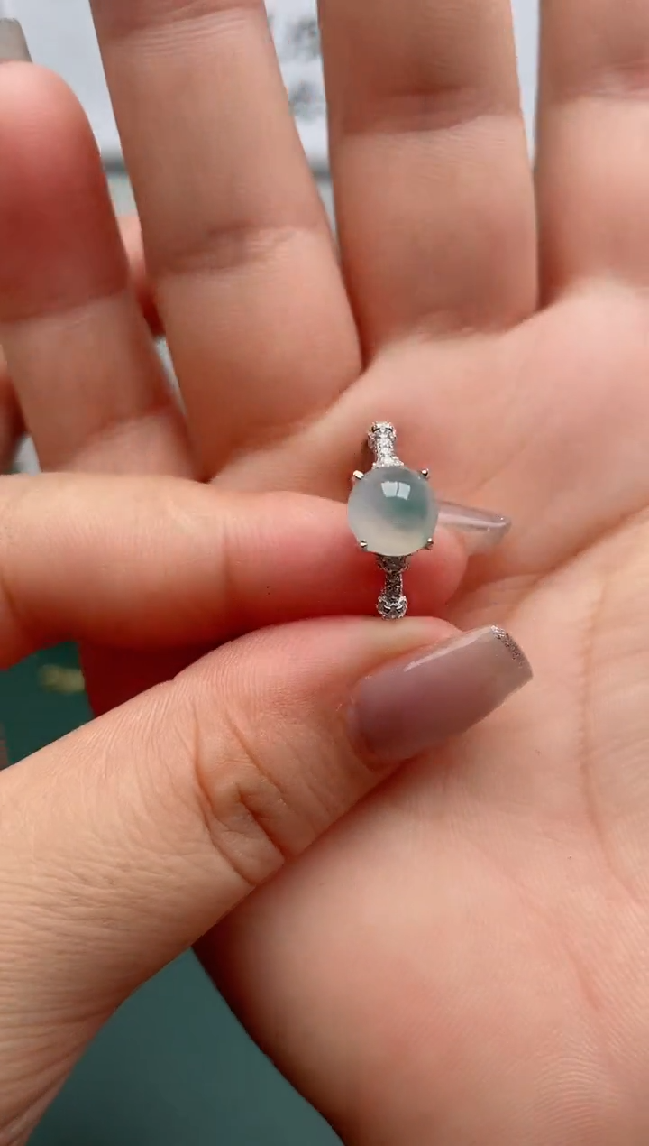 翡翠戒指银S925镶嵌.