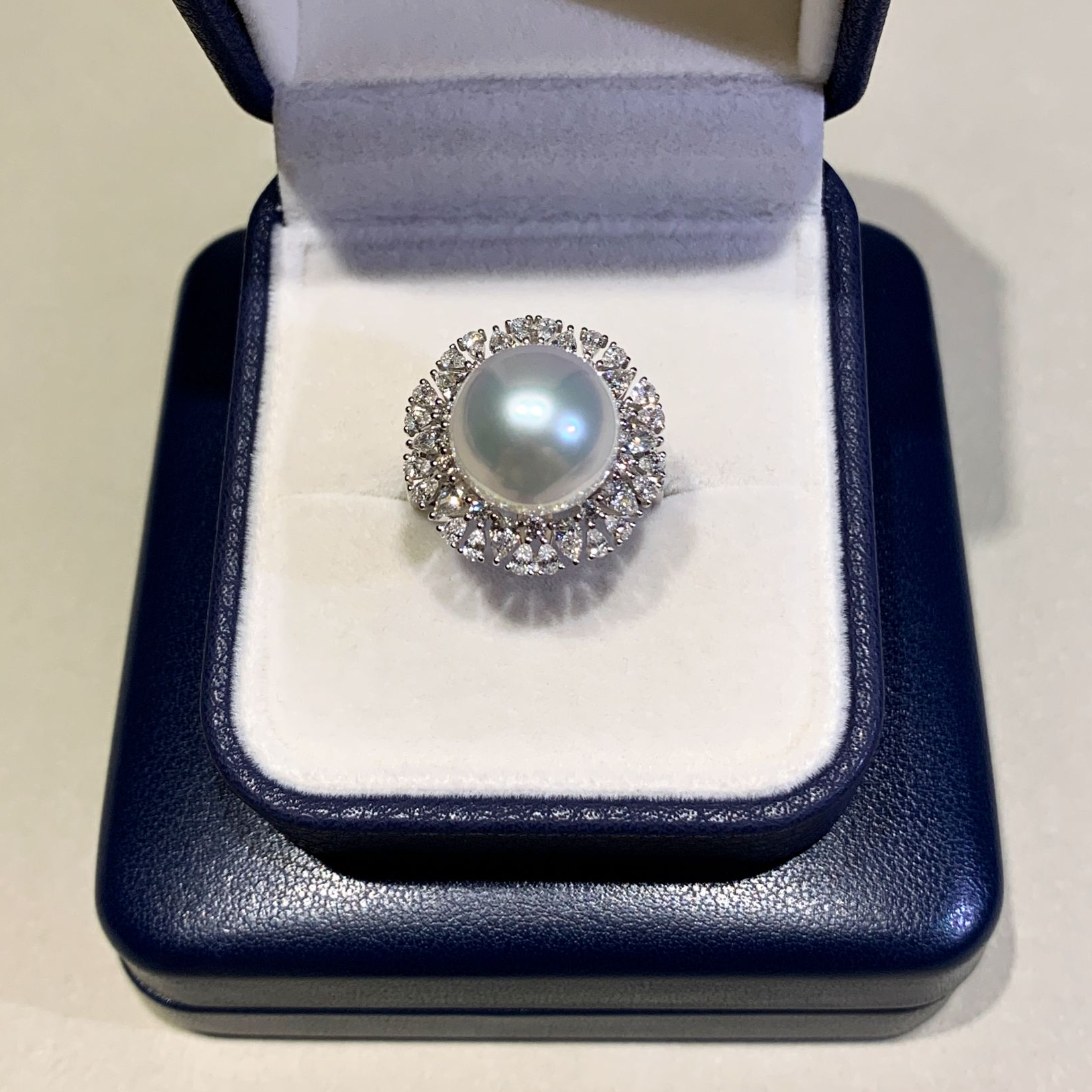 18k金钻石 蒲公英澳白戒指 12-13mm