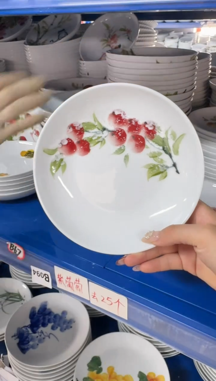 瓷片景德镇高温陶瓷食品级手绘釉中彩-浅盘