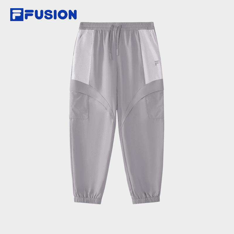 欧若风FILA斐乐撞色潮流运动束脚裤女款宽松梭织长裤春季T11W5118