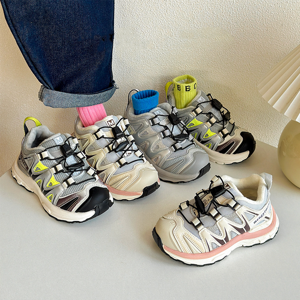 女童二棉运动鞋2025秋冬新款轻便防滑男童登山鞋儿童加绒老爹鞋潮