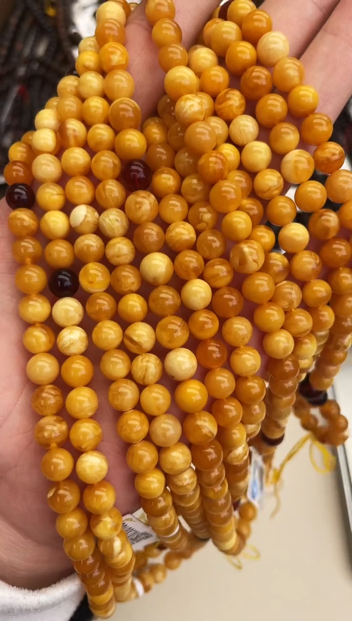 【闪购商品】琥珀裸石未镶嵌7mm蜜蜡108多样性发其中一件