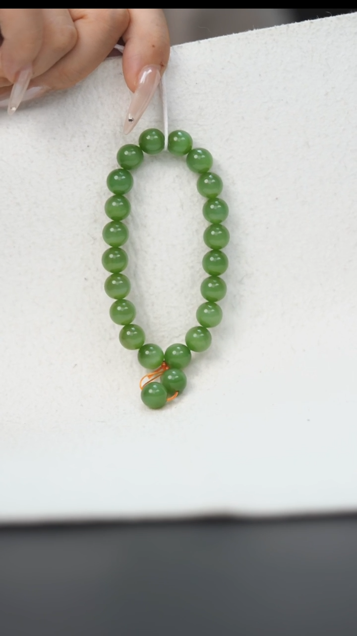 未镶嵌手串和田玉c****z绿猫 HC30284 