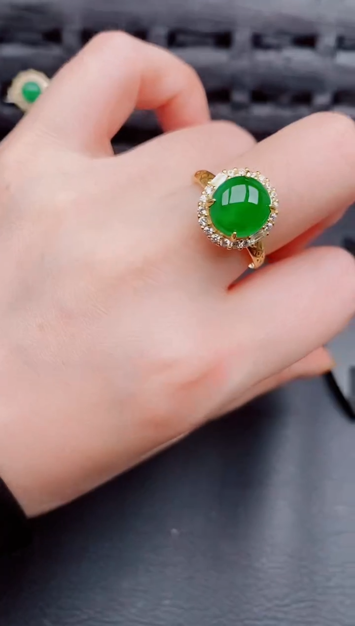 【闪购商品】翡翠戒指银S925镶嵌天然a货翡翠435