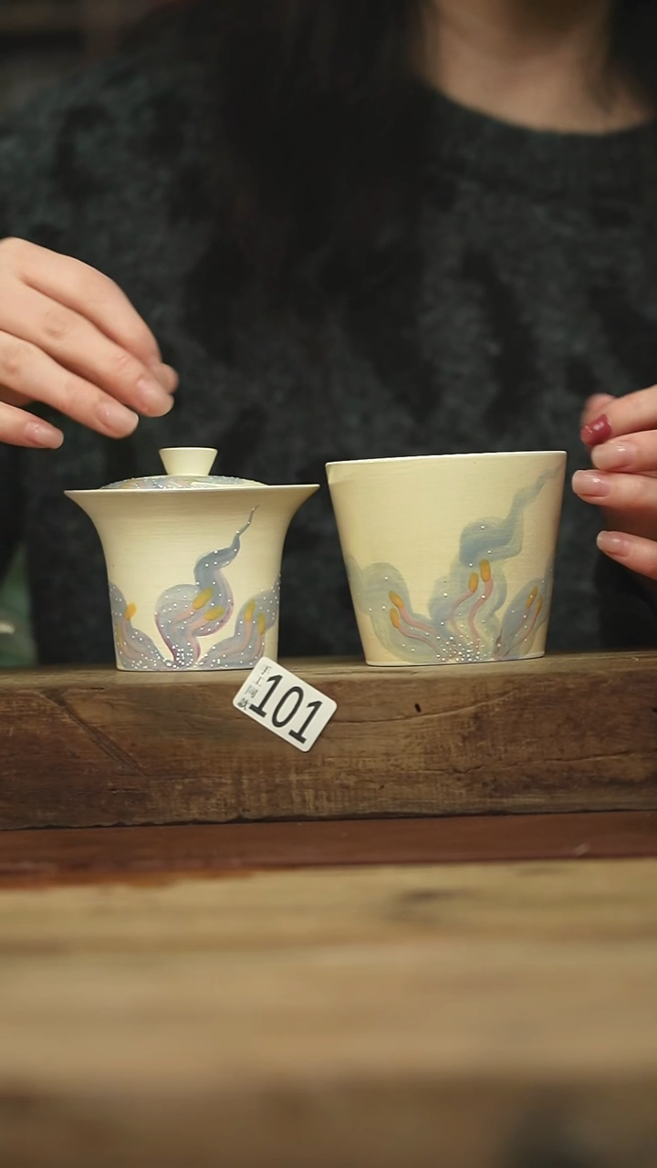 设计师手作款 牧渔盖碗