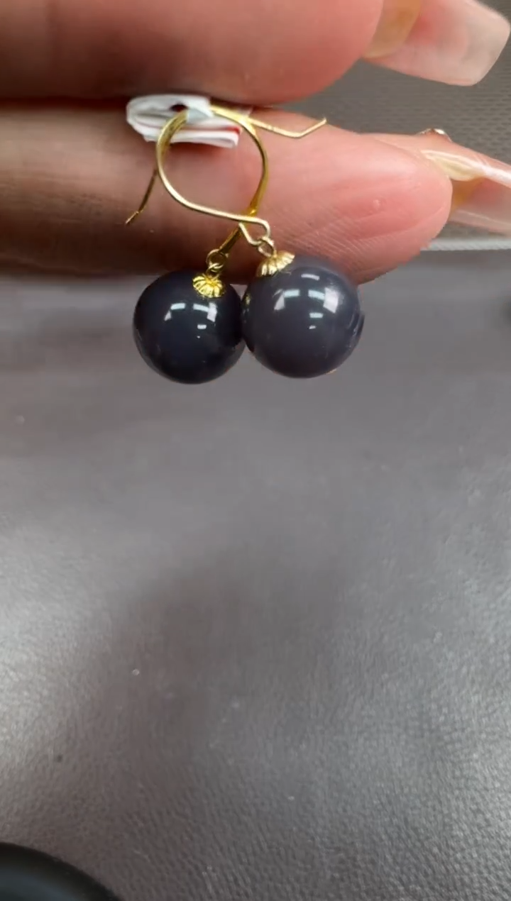 【闪购商品】和田玉耳饰18K金镶嵌一对10mm