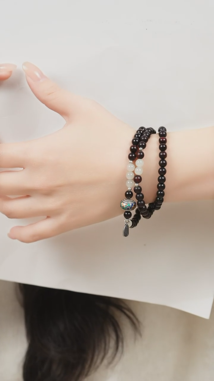 手串檀香紫檀（小叶紫檀）未镶嵌三圈小叶紫檀