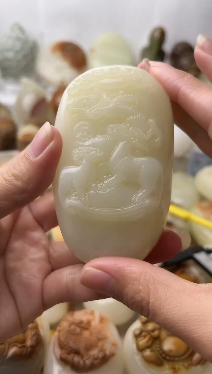 石材古青石棉纹正常不退换三羊开泰