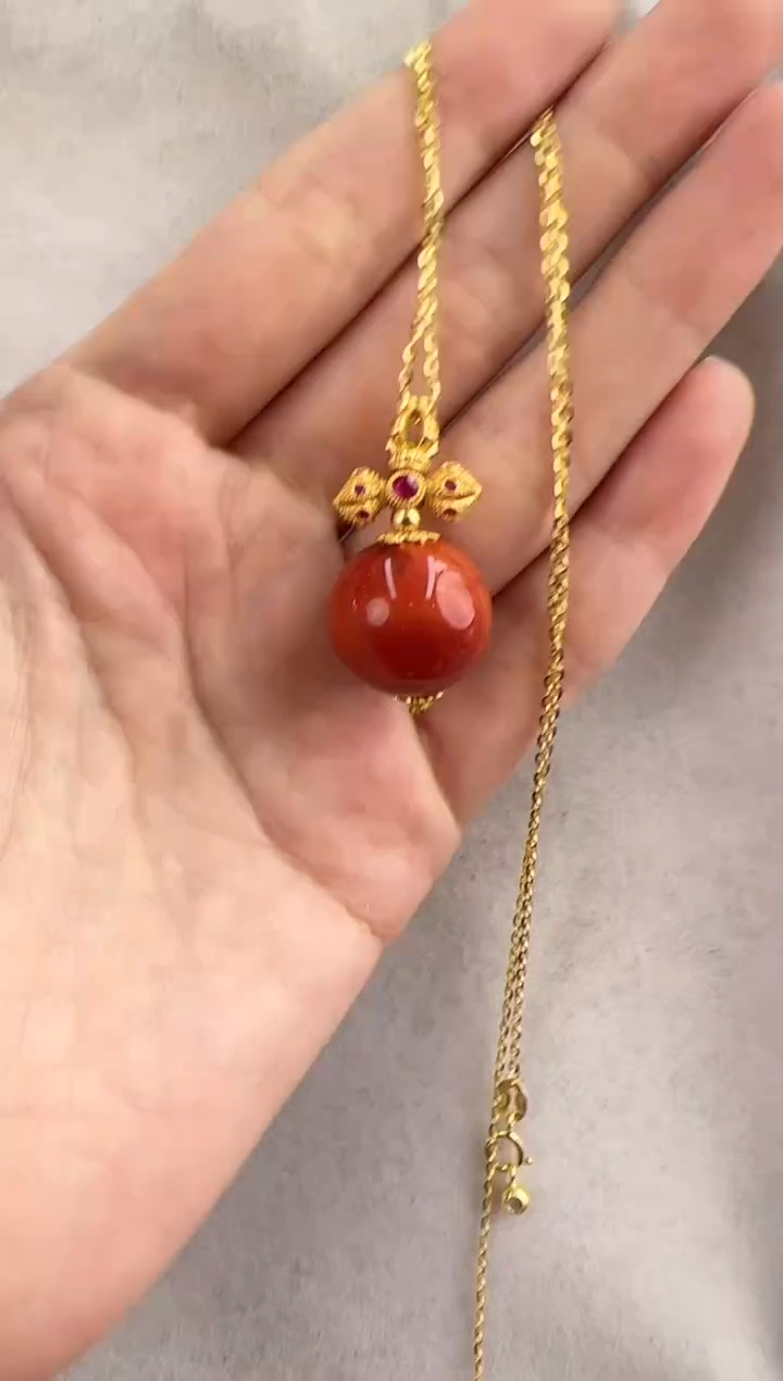 【闪购商品】南红玛瑙吊坠银S925镶嵌10129094-吊坠