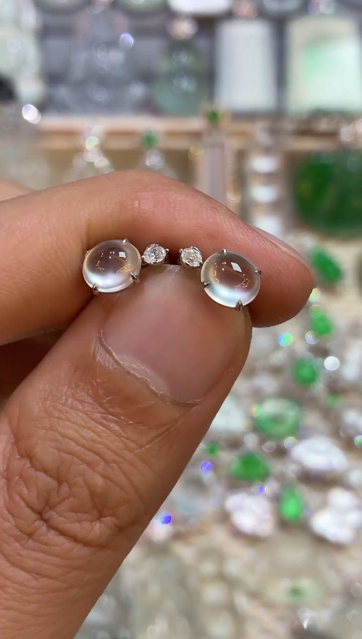 吊坠(不含链)18K金镶嵌翡翠耳钉