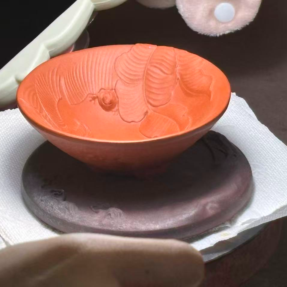 半手工斗笠杯 壶承 朱泥