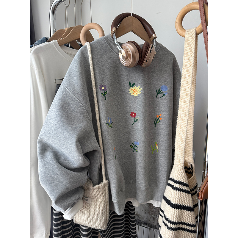 高级感秋冬新款宽松oversize显瘦卫衣女款胖mm大码加绒加厚上衣服