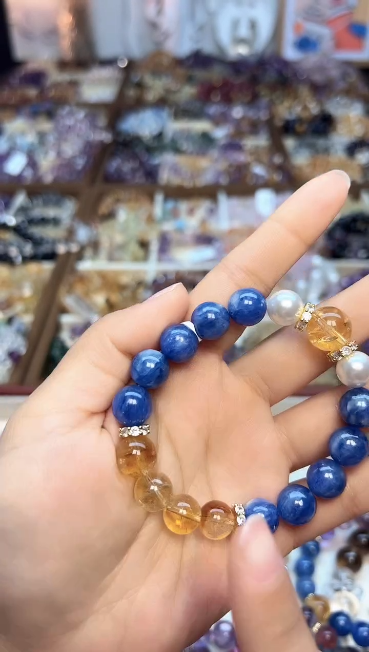 【闪购商品】水晶手链未镶嵌A254 天然黄塔晶+蓝晶手串