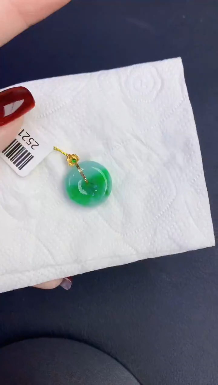 颈饰18K金镶嵌翡翠缅甸天然翡翠a货