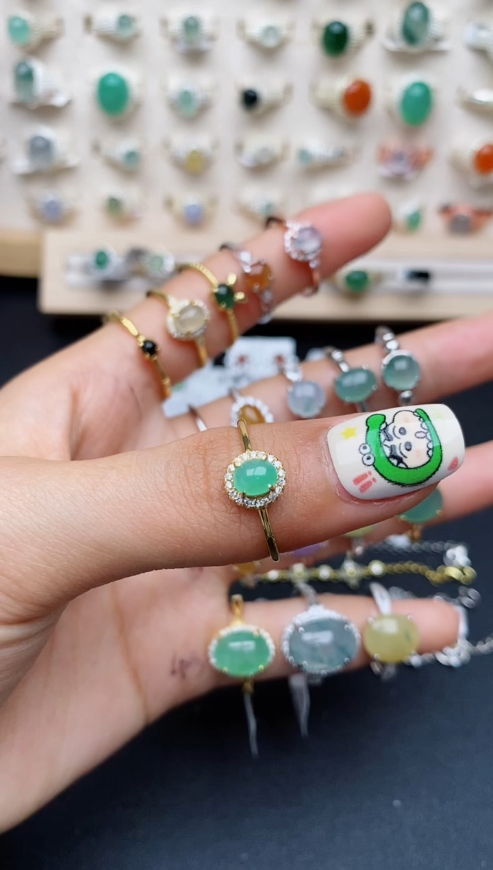 【闪购商品】翡翠戒指银S925镶嵌缅甸翡翠