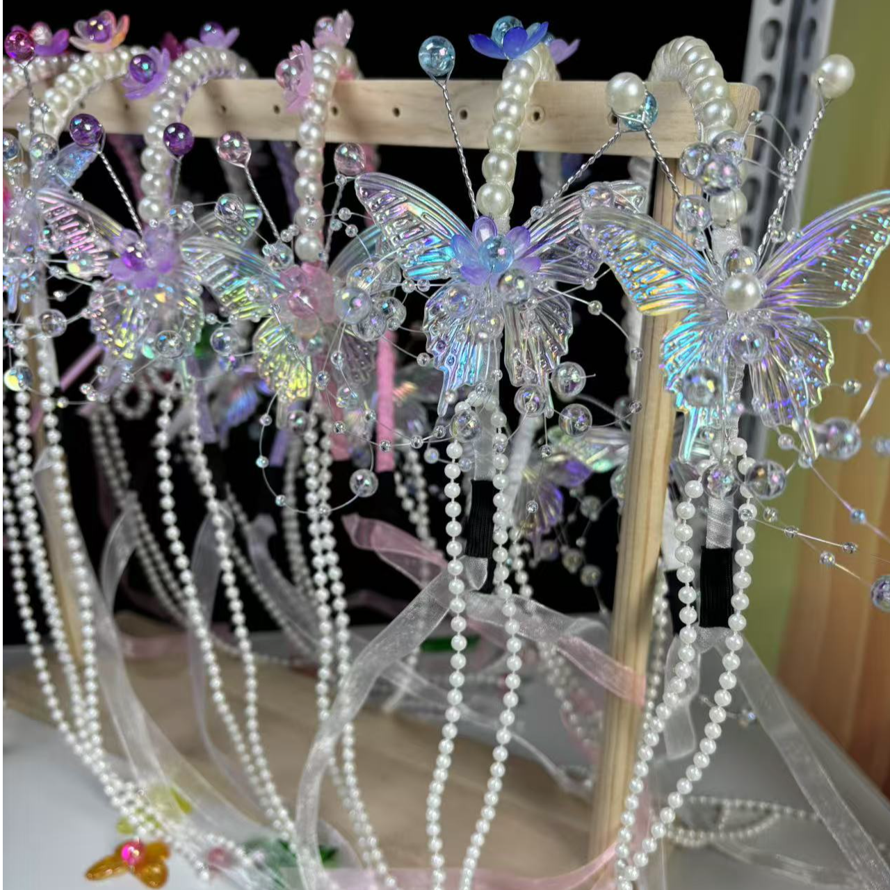 有文精选 珍珠蝴蝶流苏发箍 手工DIY制作材料包 