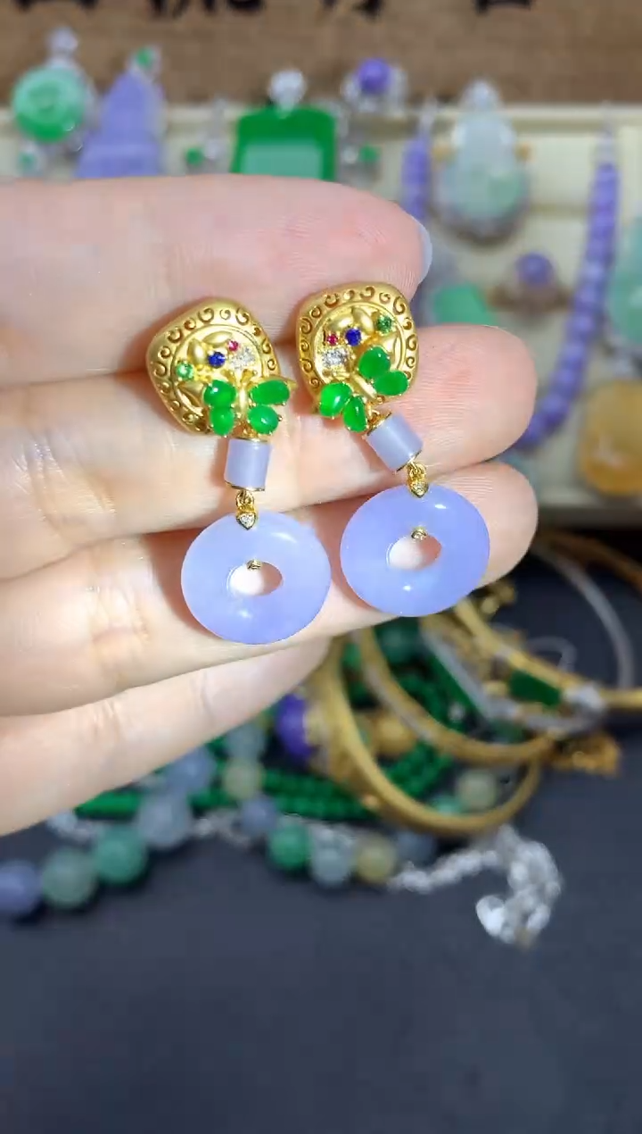 【闪购商品】翡翠耳饰18K金镶嵌512-中国好珍宝