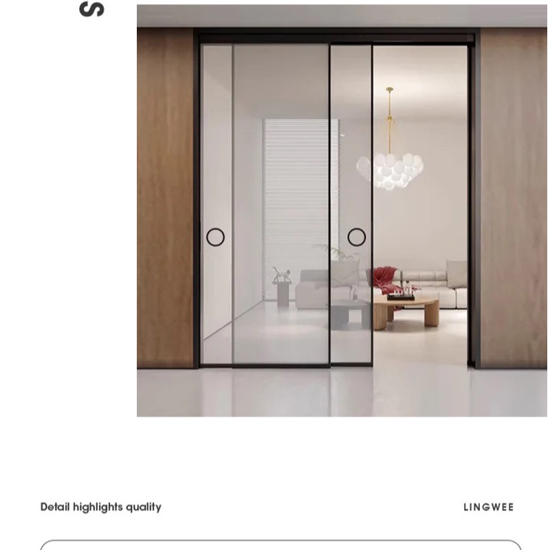 完美系统地轨吊轨推拉门实心料壁厚5.0厨房门三联动四联动智能门